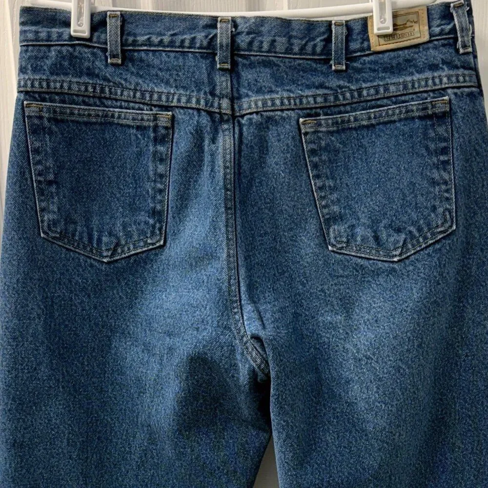 Vintage L.L. Bean USA Fleece Lined Heavy Denim Jeans Medium Wash Size 36 x 32